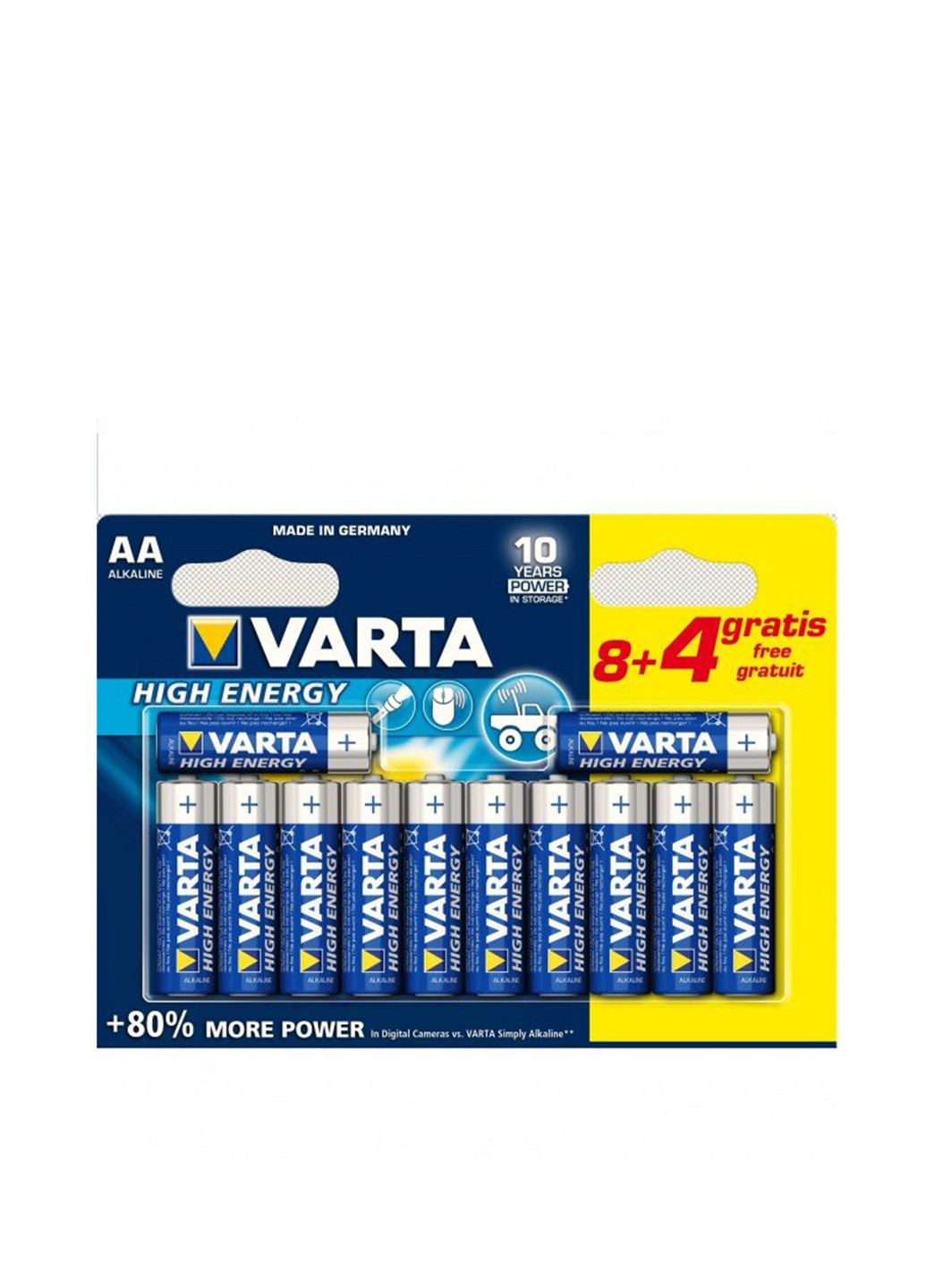 Батарейка Varta LONGLIFE Power AA BLI 12 (8+4) ALKALINE (04906121472) синие