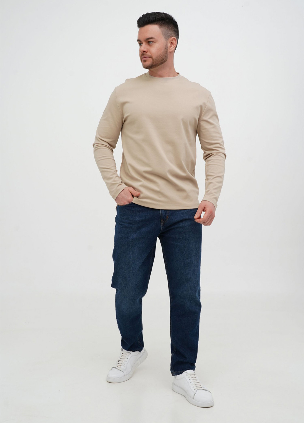 Бежевый демисезонный кэжуал лонгслив Trend Collection однотонный