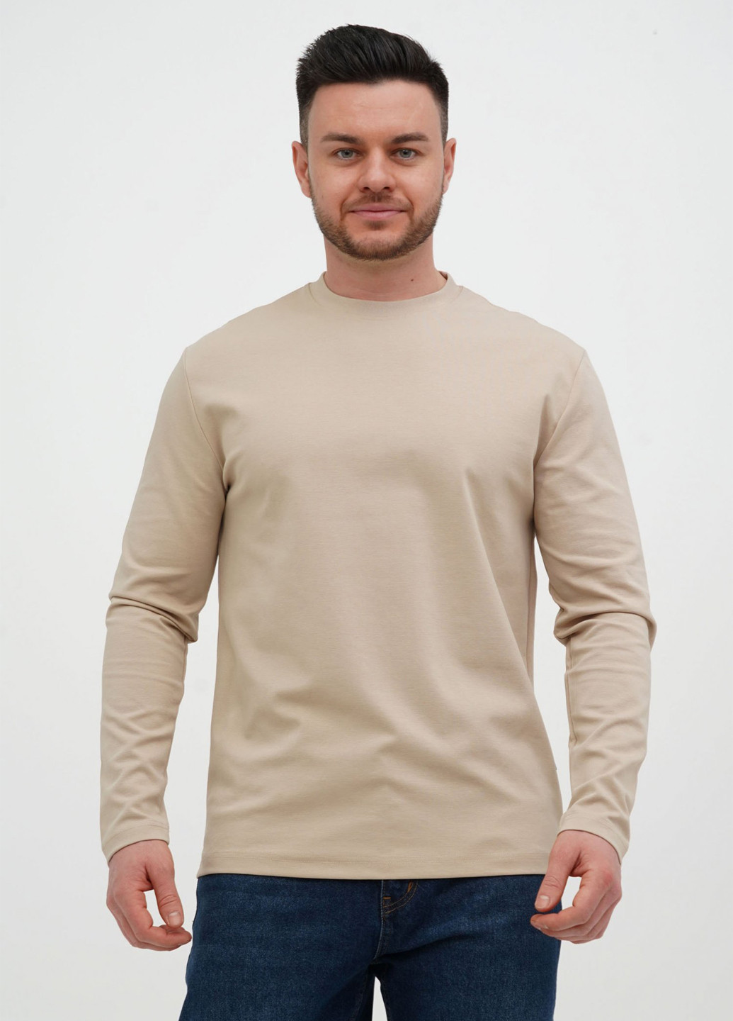 Бежевый демисезонный кэжуал лонгслив Trend Collection однотонный