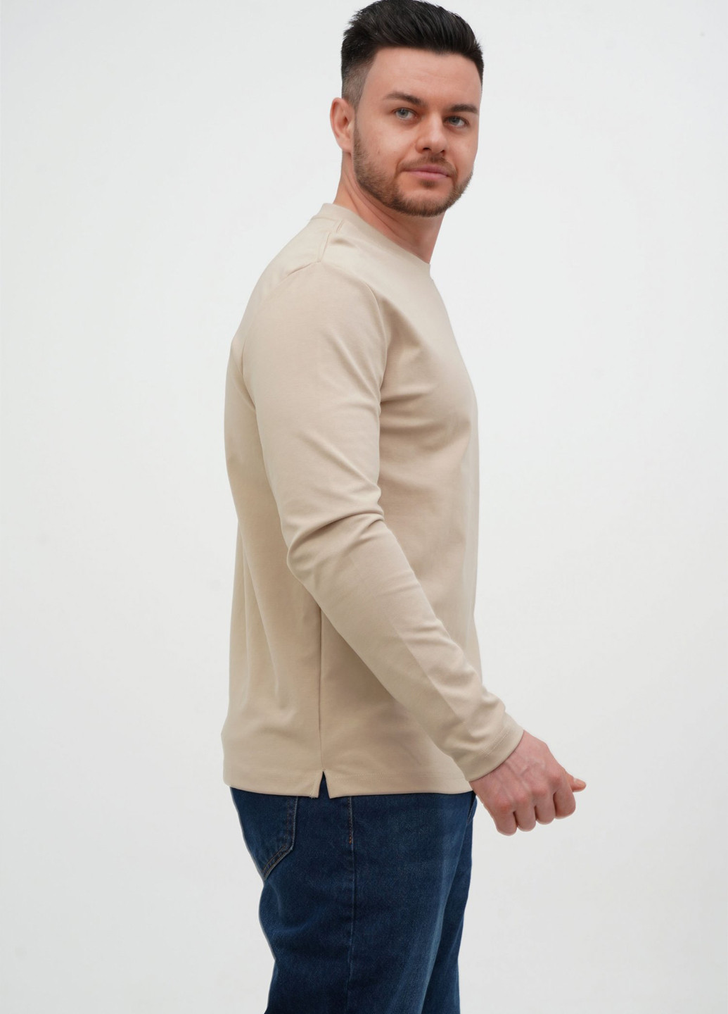 Бежевый демисезонный кэжуал лонгслив Trend Collection однотонный