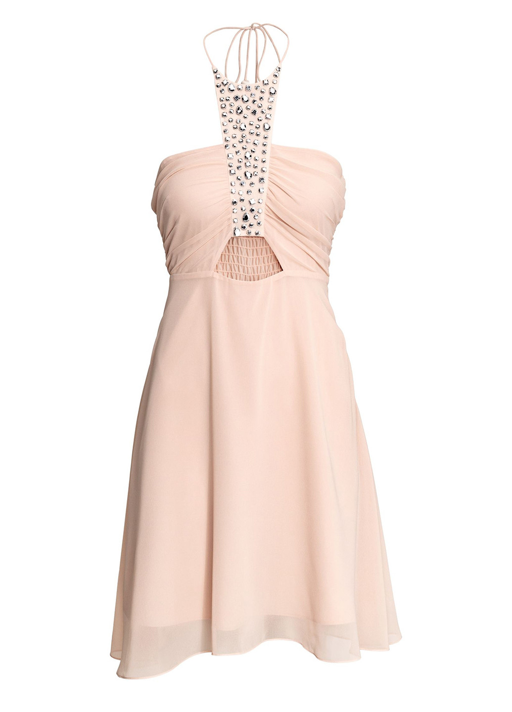 Пудровое кэжуал платье с открытыми плечами H&M однотонное