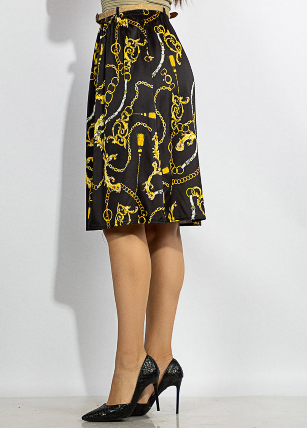 Черная кэжуал с рисунком юбка Time of Style