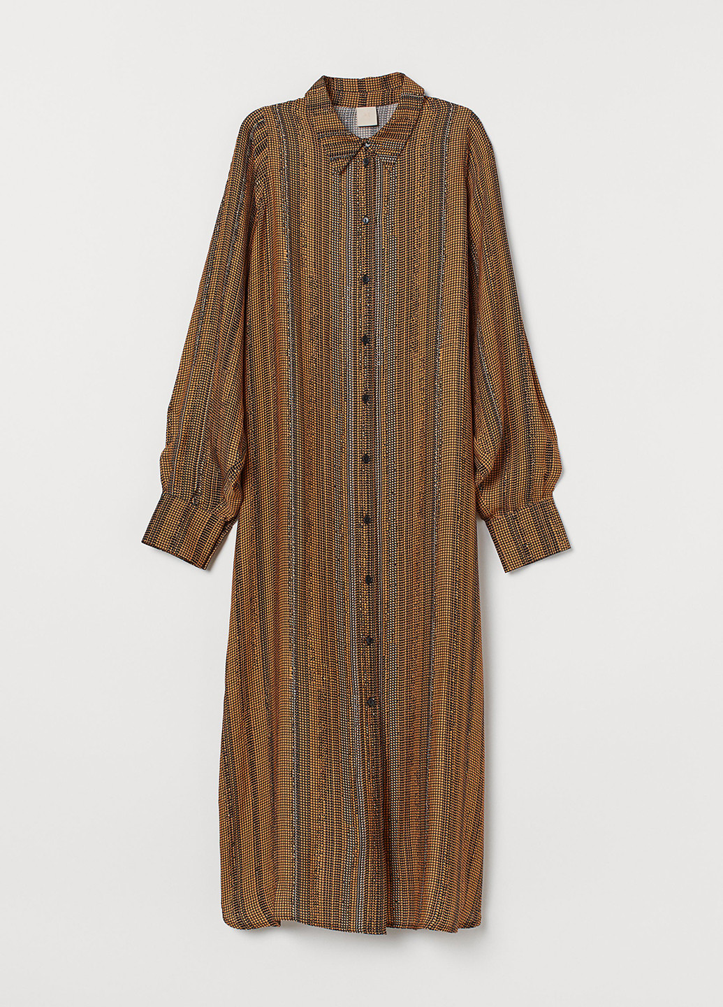 Коричневое кэжуал платье рубашка H&M с абстрактным узором