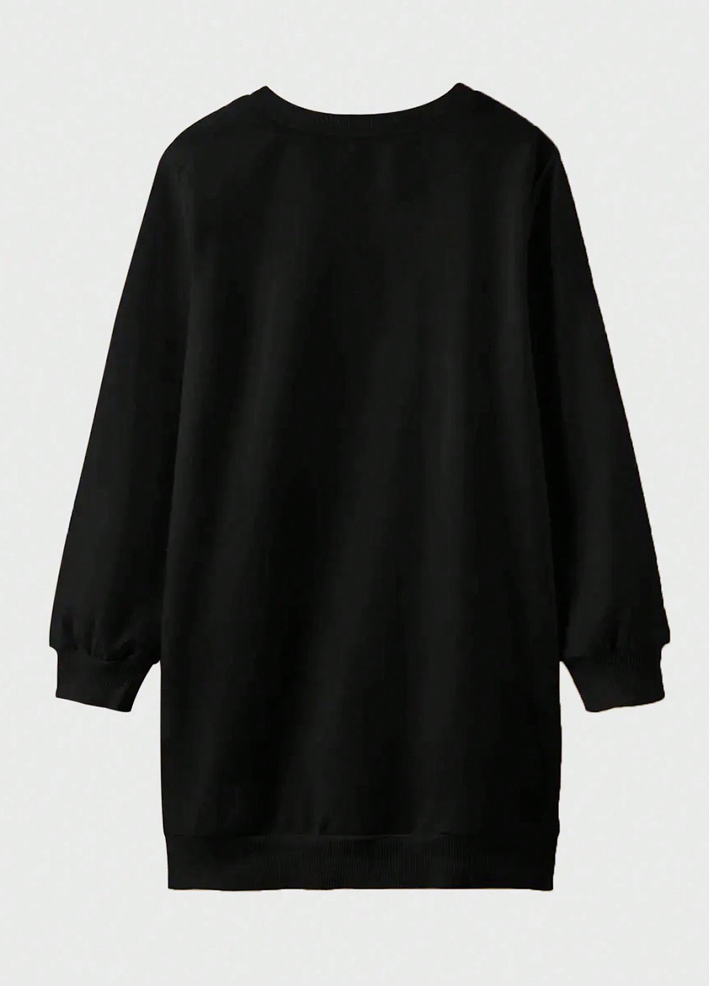 Черное кэжуал платье платье-свитшот, оверсайз SHEIN с рисунком