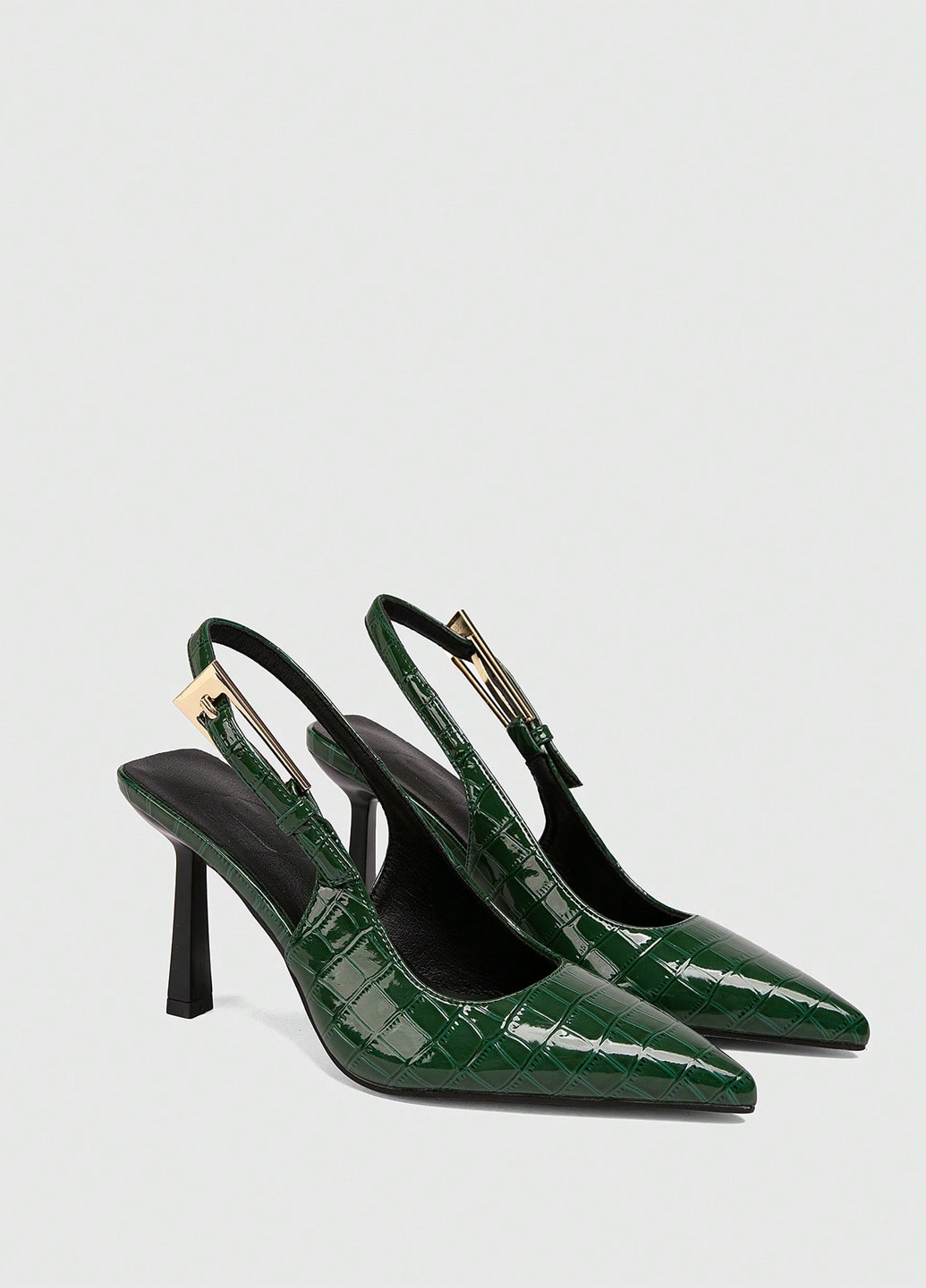 SHEIN Туфлі слінгбекі темно-зелений з штучна шкіра, поліуретан, китай — літо (365782614)