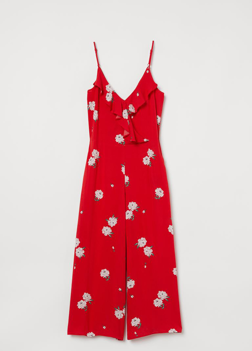 Комбинезон H&M комбинезон-брюки цветочный красный кэжуал вискоза