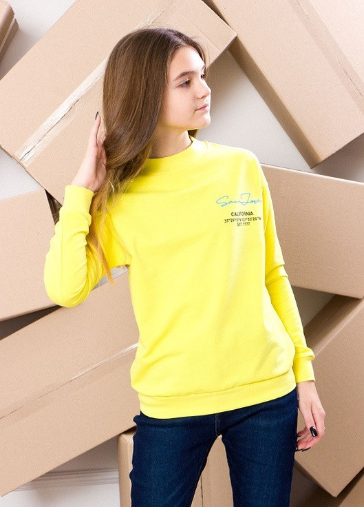 Носи своє стильний світшот для дівчинки напис жовтий кежуал трикотаж