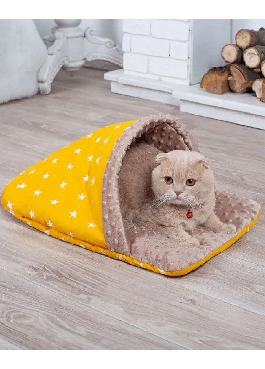 Лежак лежанка для котів та собак капця спальне місце 60х45 см (2354365-De) Жовтий Francesco Marconi (250486152)