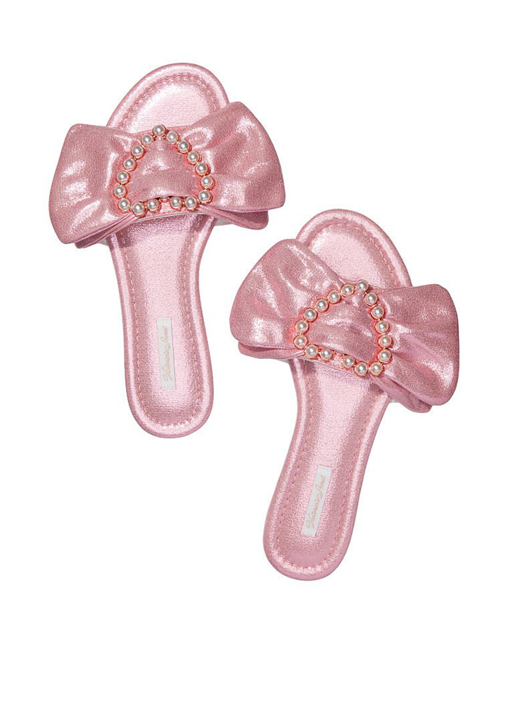 Розовые тапочки Victoria's Secret с аппликацией, с бусинами, с бантом