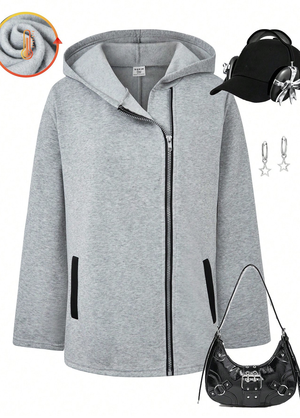 Серая демисезонная куртка SHEIN