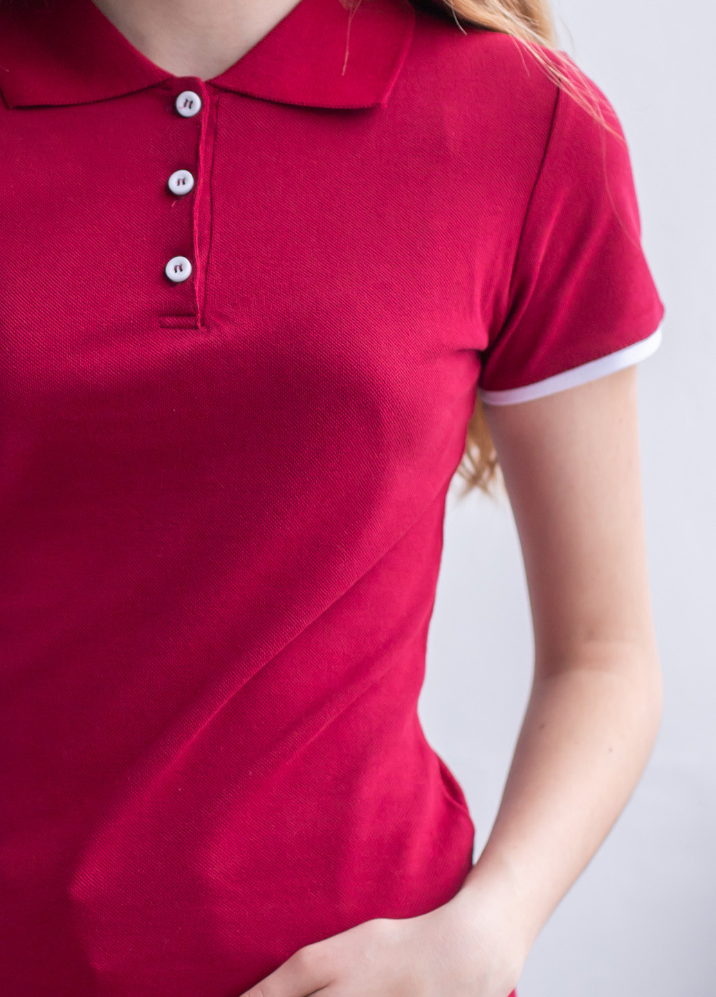 Бордовая женская футболка-футболка поло женская TvoePolo однотонная