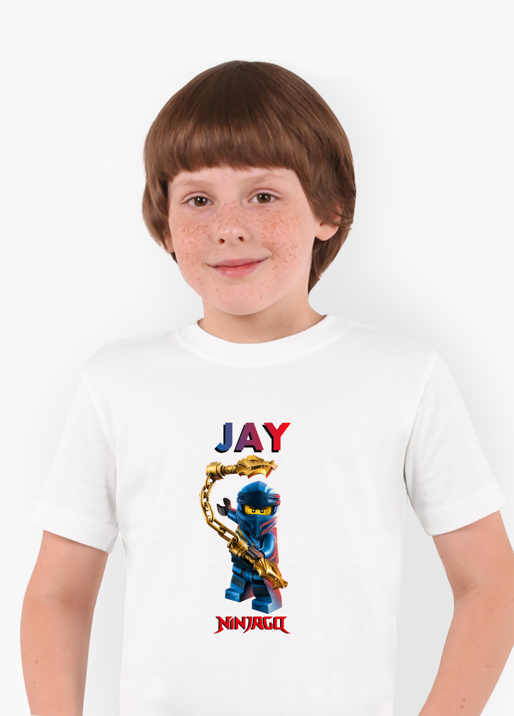 Белая демисезонная футболка детская джей уокер лего ниндзяго (jay walker lego ninjago masters of spinjitzu) белый (9224-2638) 110 см MobiPrint
