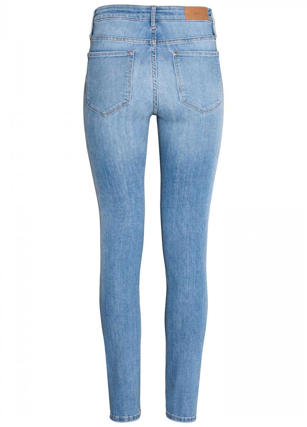 Джинси H&M вкорочені, скінні однотонні блакитні джинсові бавовна
