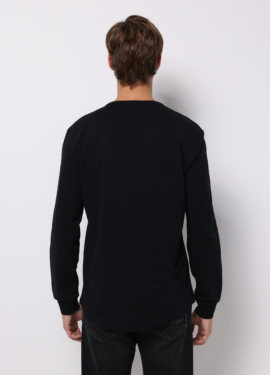 Лонгслів Colin's однотонний чорний кежуали бавовна, трикотаж