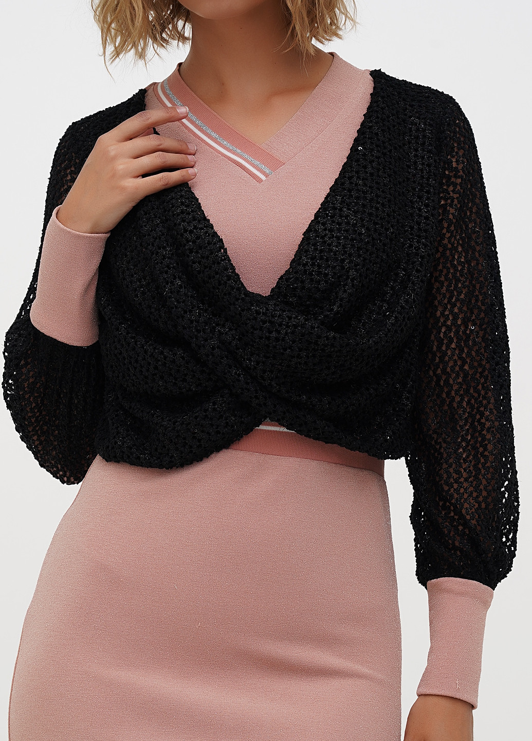 Пудровое кэжуал, вечернее платье Sassofono однотонное