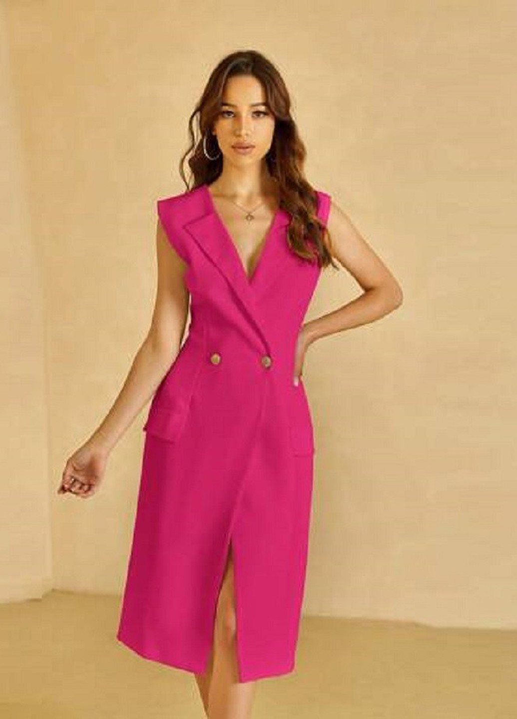 Малиновое кэжуал платье платье-жакет SHEIN однотонное