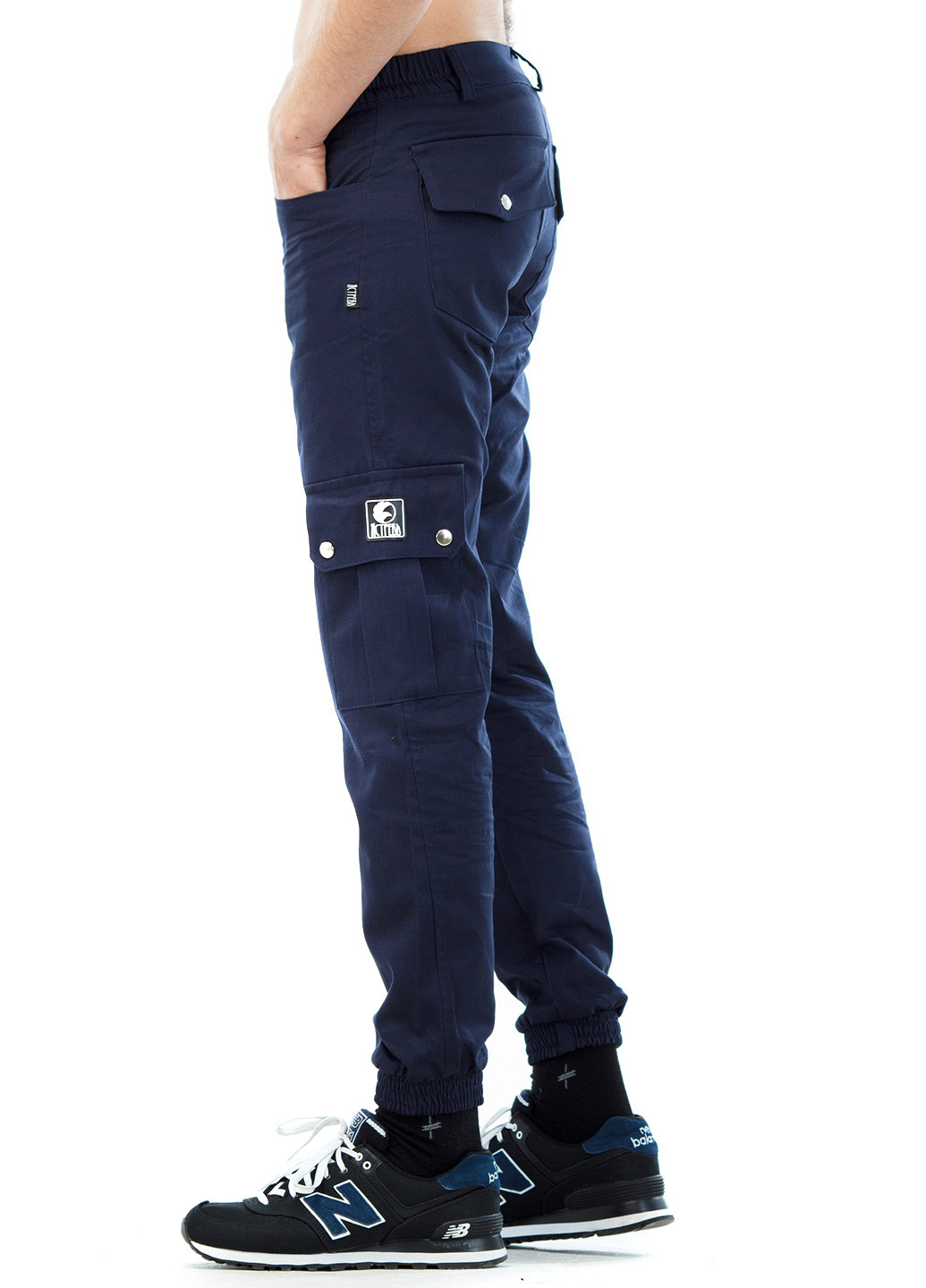 Синие кэжуал демисезонные со средней талией брюки Ястребь