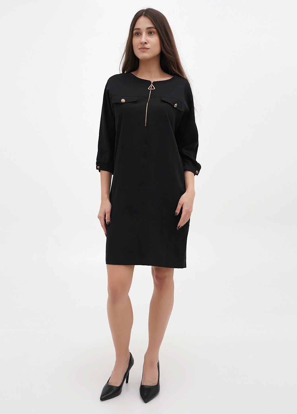 Чорна кежуал сукня Sassofono однотонна