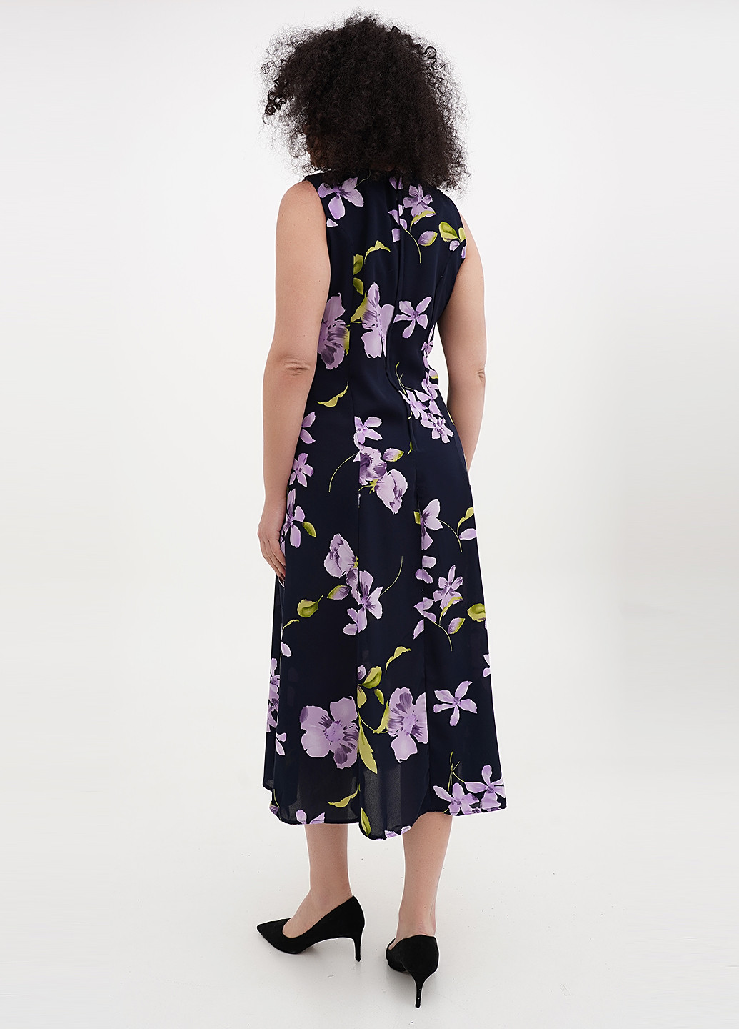 Темно-синее кэжуал платье а-силуэт Premier с цветочным принтом