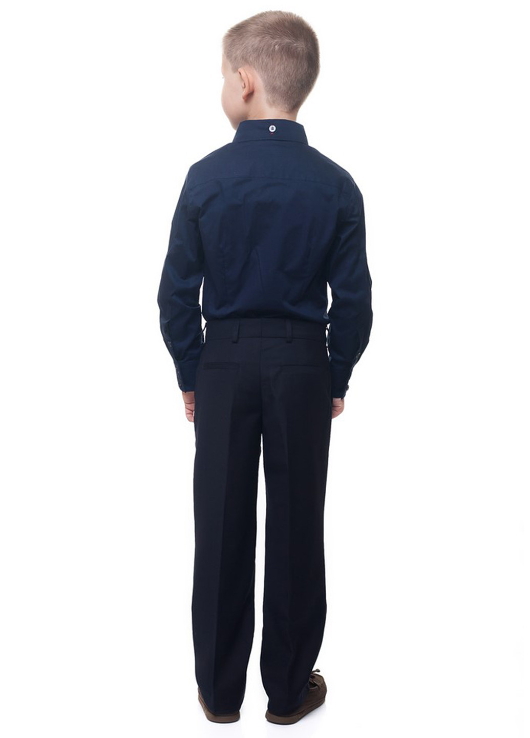 Темно-синяя кэжуал рубашка однотонная Kids Couture с коротким рукавом