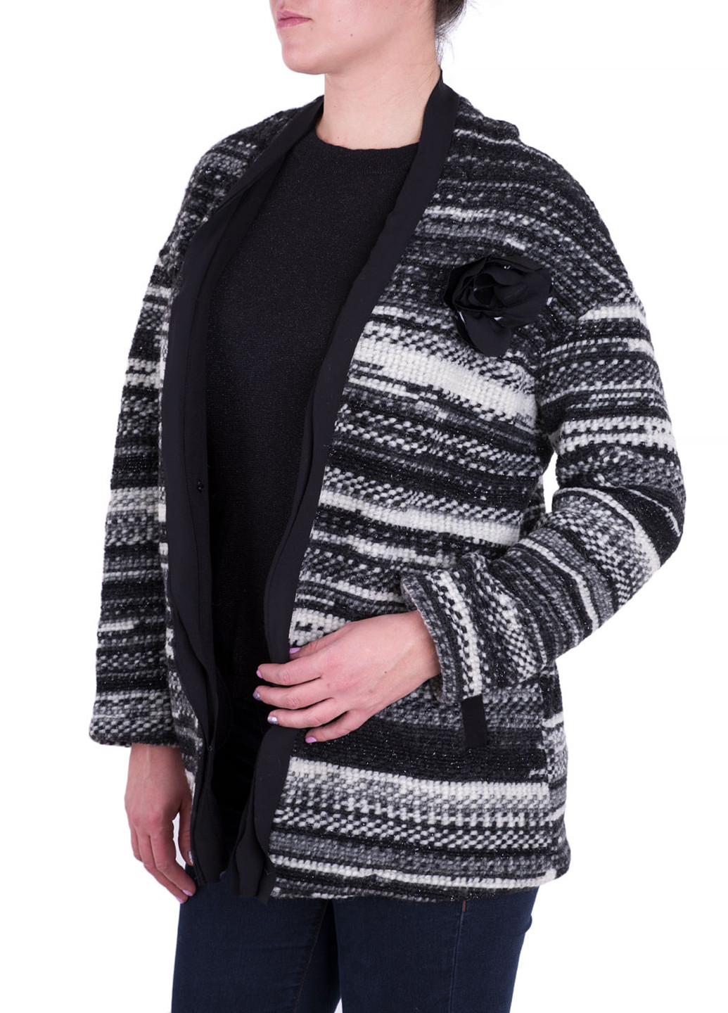 Черно-белый демисезонный кардиган Miss Miss