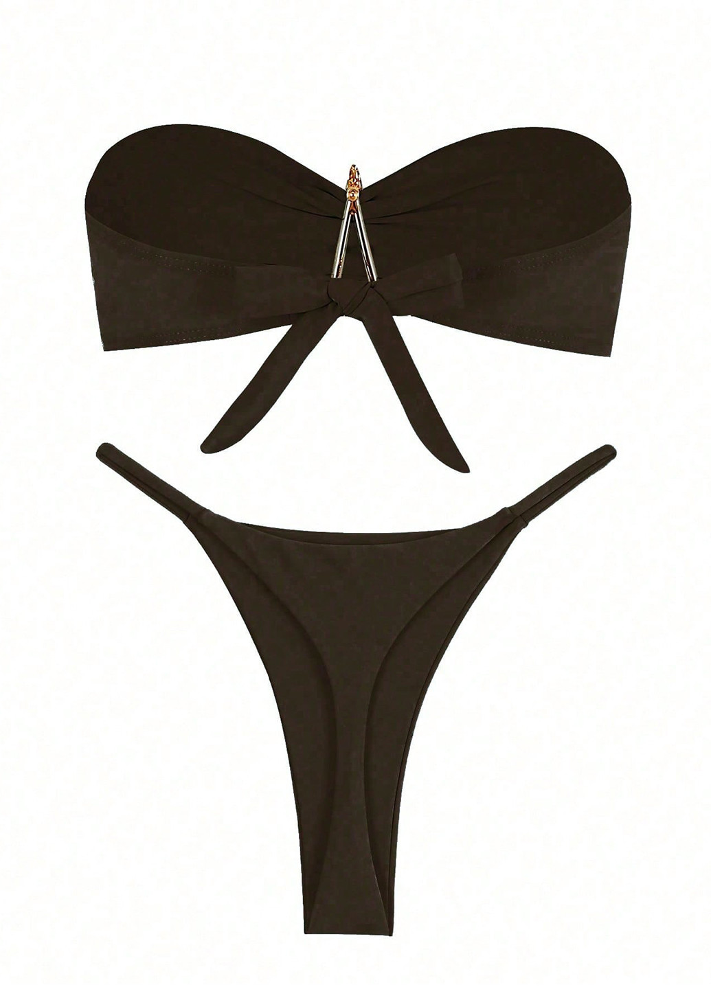 Кавовий літній купальник (ліф, трусики) бандо, роздільний SHEIN