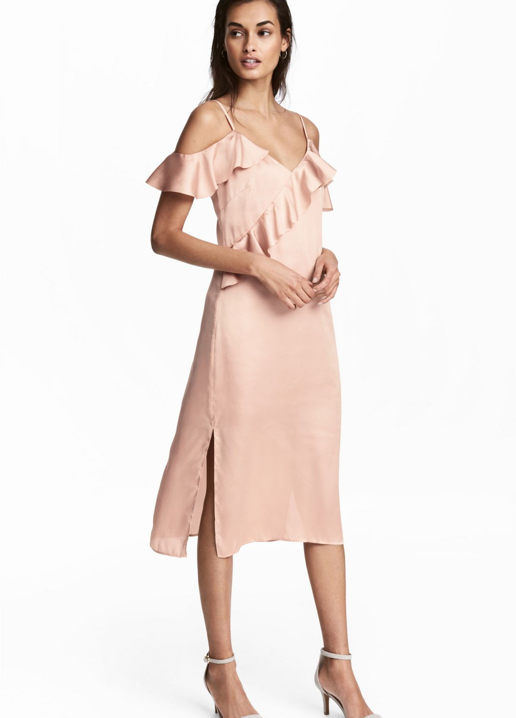 Бежева коктейльна плаття, сукня H&M однотонна