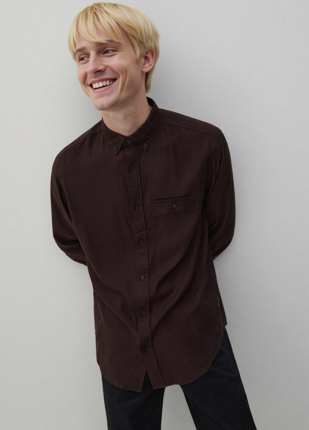 Темно-бордовая кэжуал рубашка однотонная Reserved