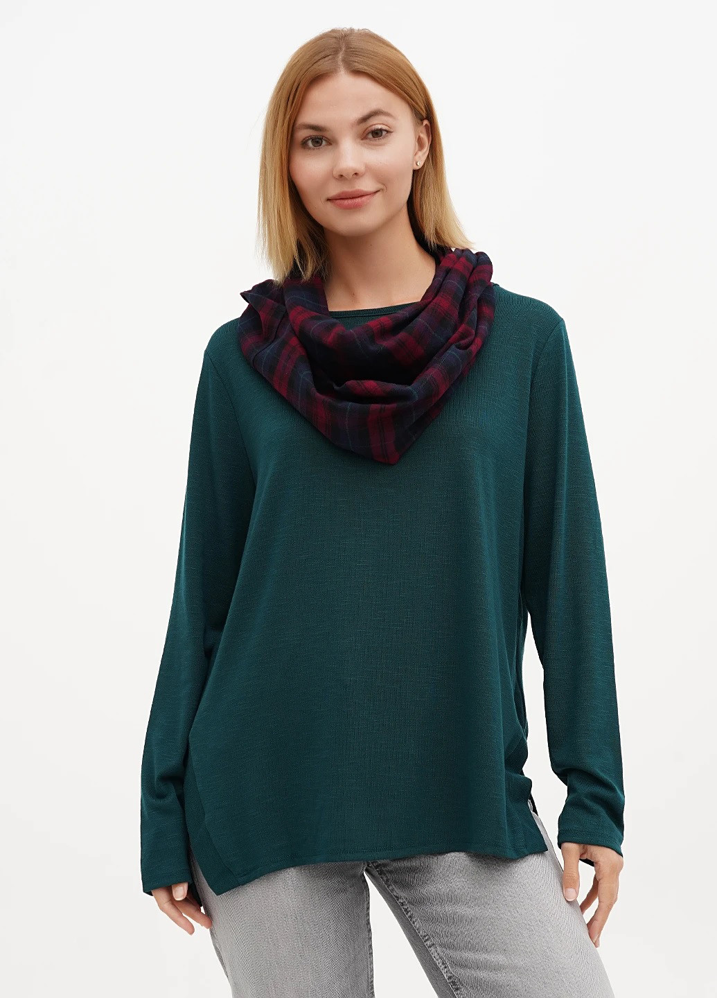 Зелений демісезонний комплект (лонгслів, шарф) Studio