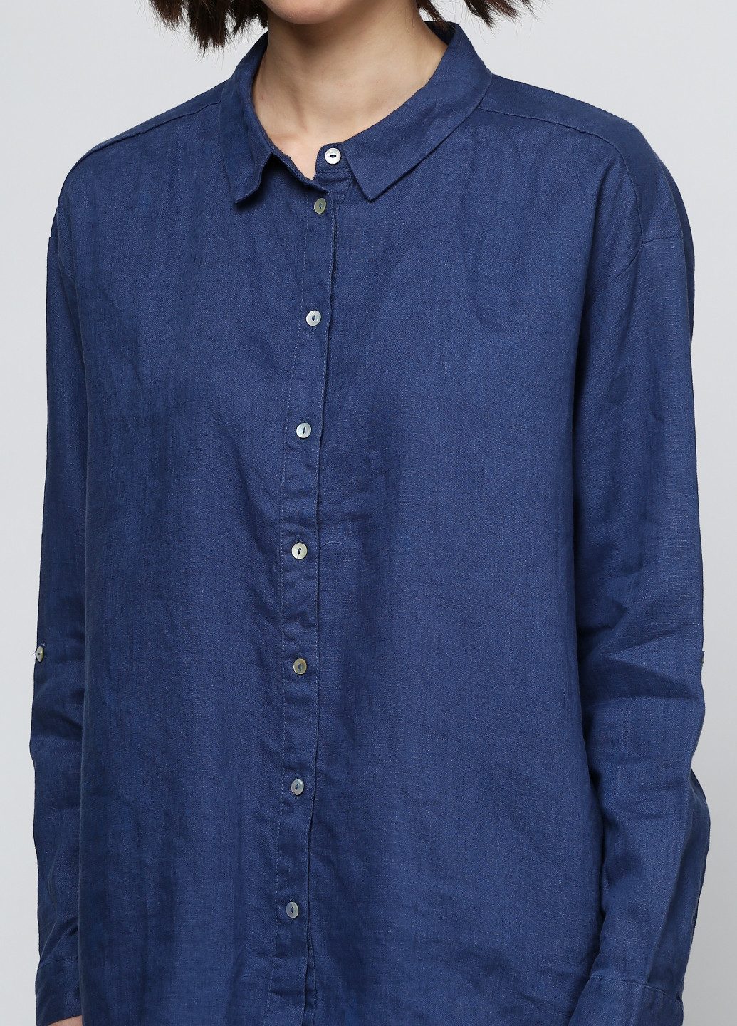 Синяя кэжуал рубашка однотонная And Less