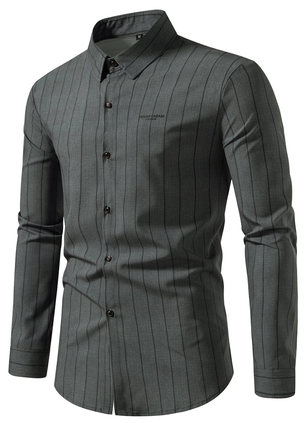 Серая кэжуал, классическая рубашка в полоску SHEIN