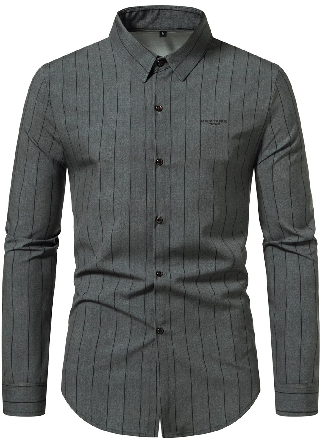 Серая кэжуал, классическая рубашка в полоску SHEIN