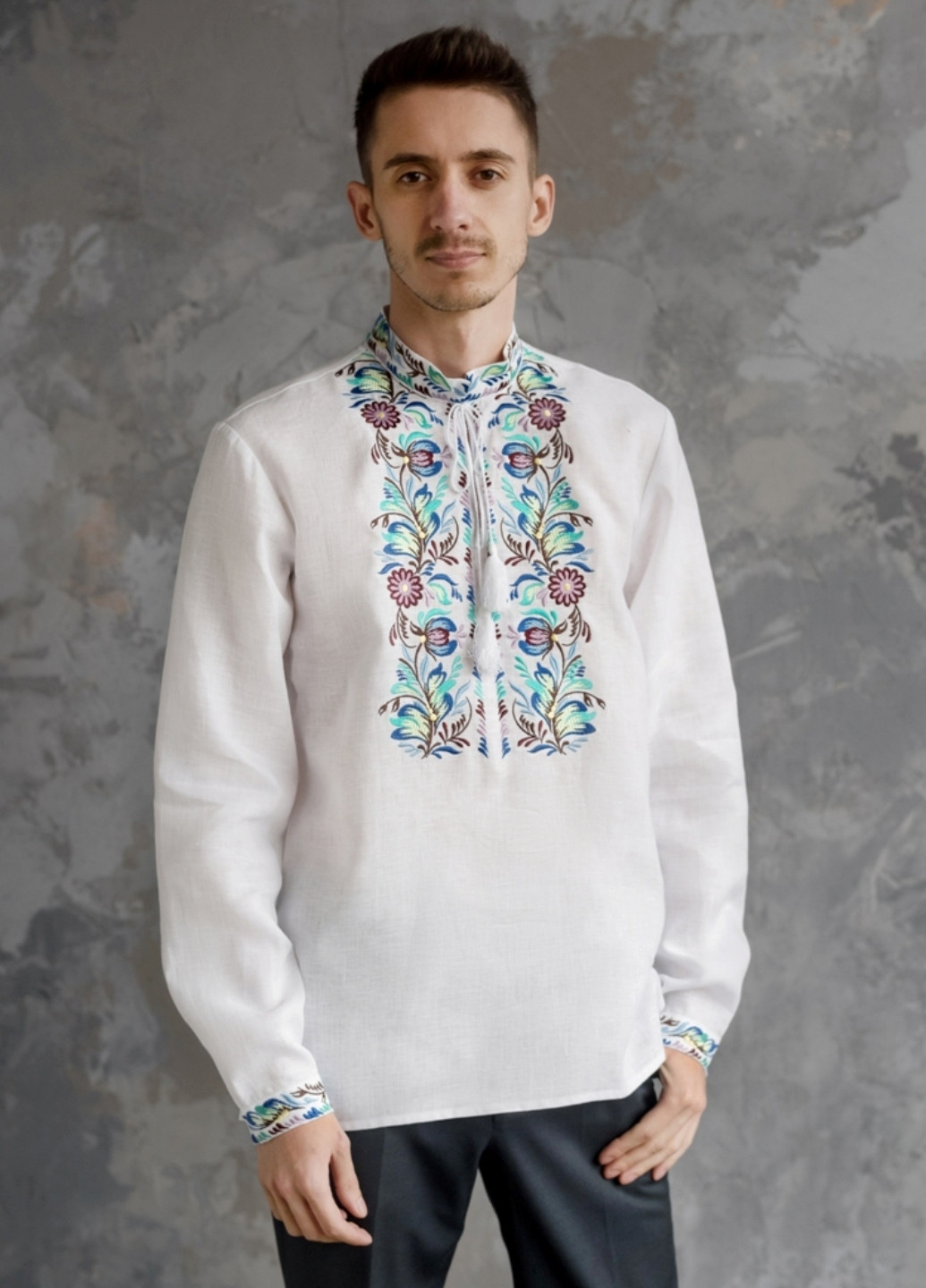 Белая рубашка Vyshyvanka узор украинская символика лен (250560586)