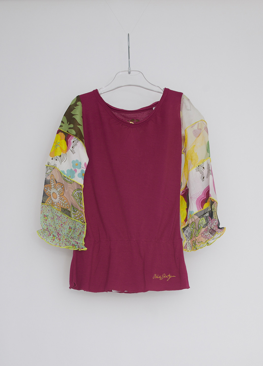 Малиновая с абстрактным узором блузка с длинным рукавом Miss Sixty демисезонная