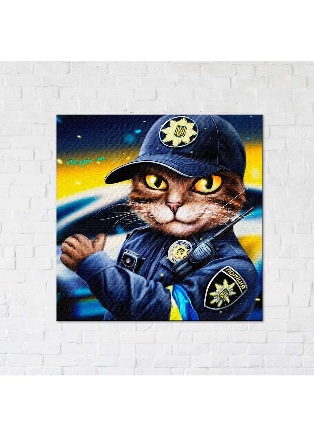 Картина-постер полицейский кот ©Марианна Пащук 50х50 см Brushme (255373532)