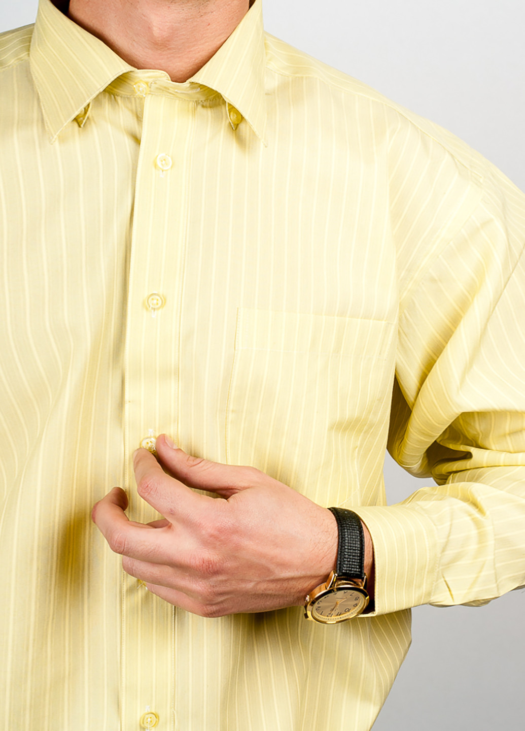 Желтая кэжуал рубашка в полоску Framzoni с длинным рукавом