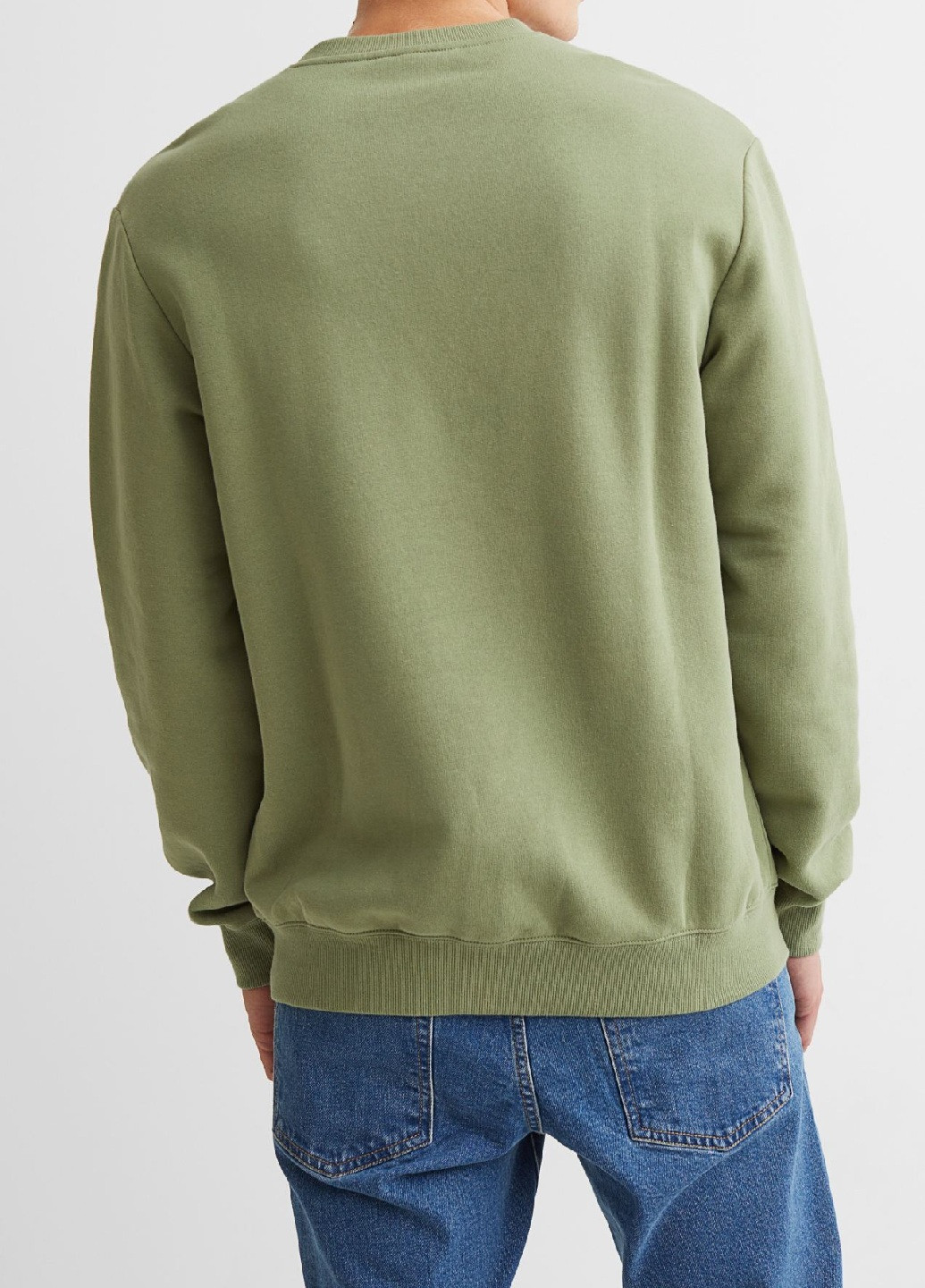 Свитшот H&M - крой однотонный зеленый кэжуал - (248913666)