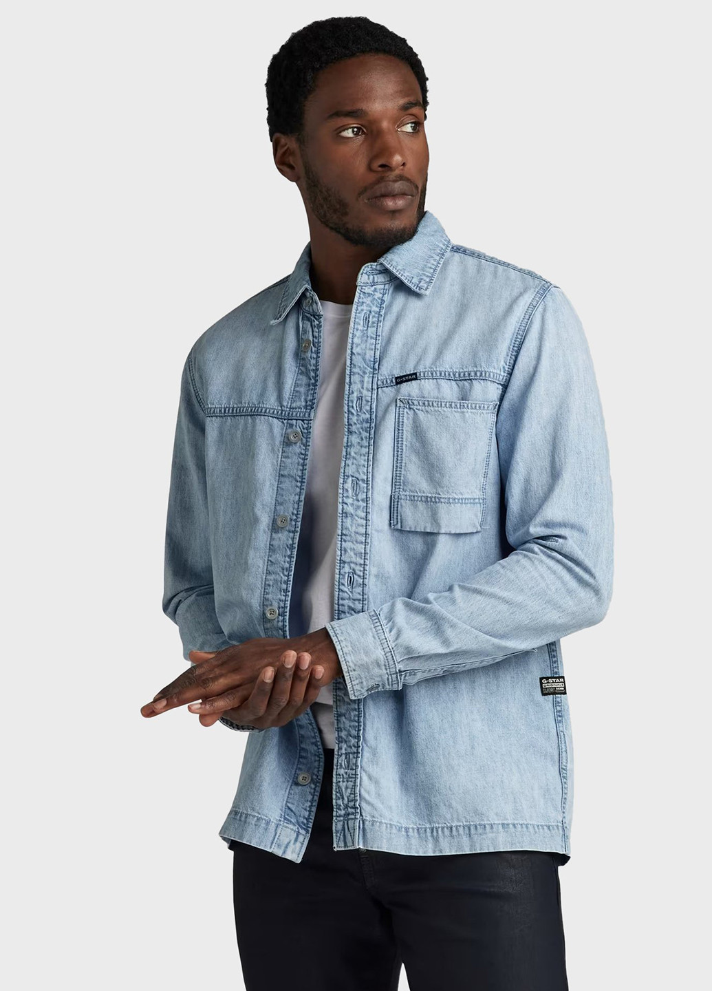 Светло-голубой джинсовая рубашка варенка G-Star Raw