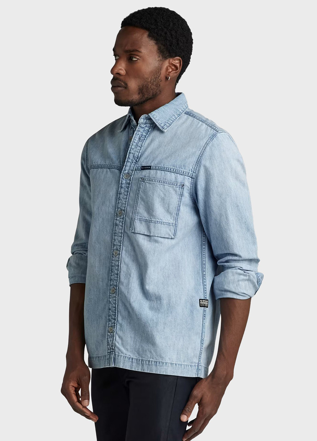 Светло-голубой джинсовая рубашка варенка G-Star Raw