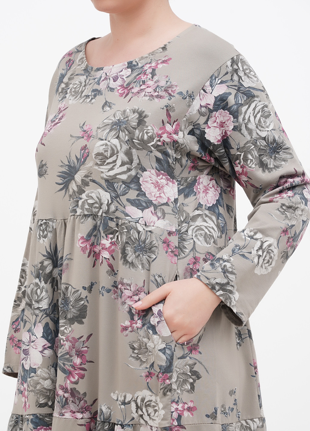 Песочное кэжуал платье Made in Italy с цветочным принтом