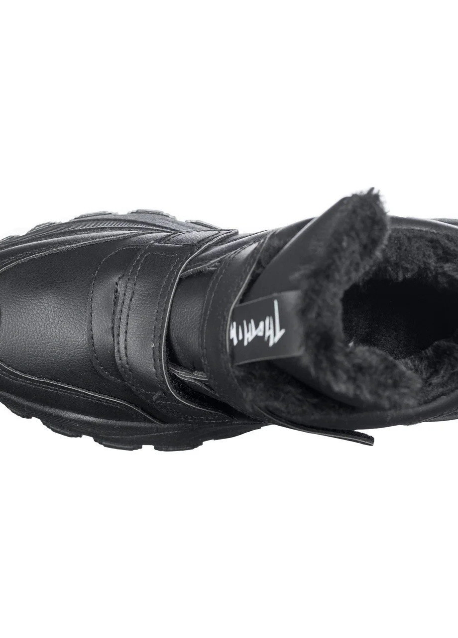 Черные зимние кроссовки женские зимние черные на меху эко кожа b-425 Violeta