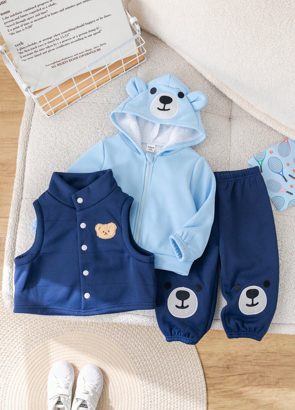 Комбинированный демисезонный комплект (худи, жилет, брюки) SHEIN