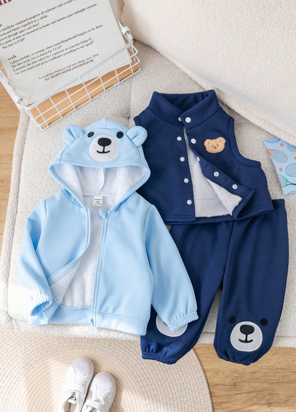 Комбинированный демисезонный комплект (худи, жилет, брюки) SHEIN