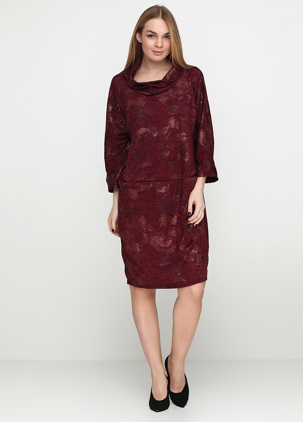 Бордовое кэжуал платье New Collection с абстрактным узором