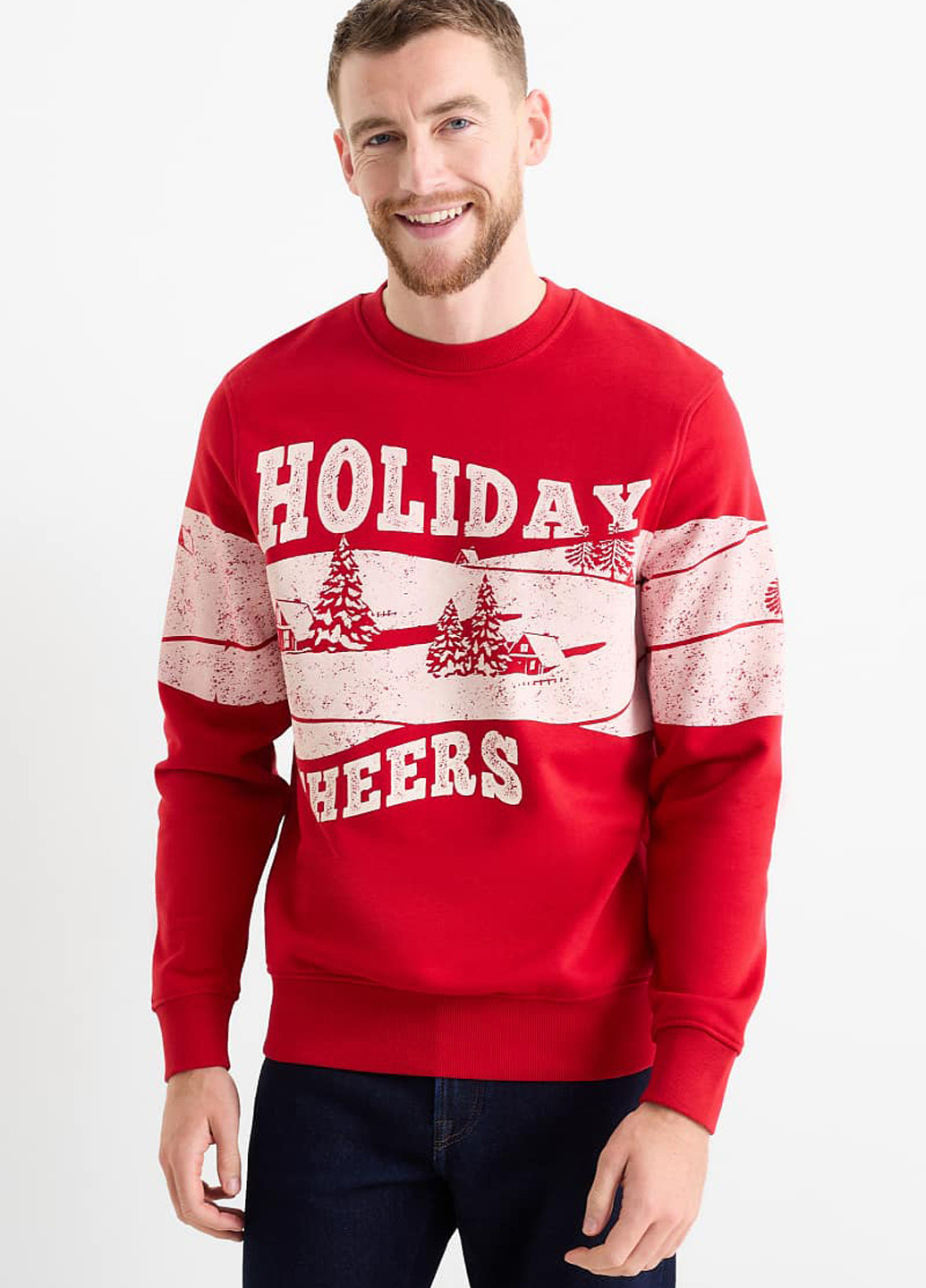 Червоний світшот C&A напис без декору (369250779)