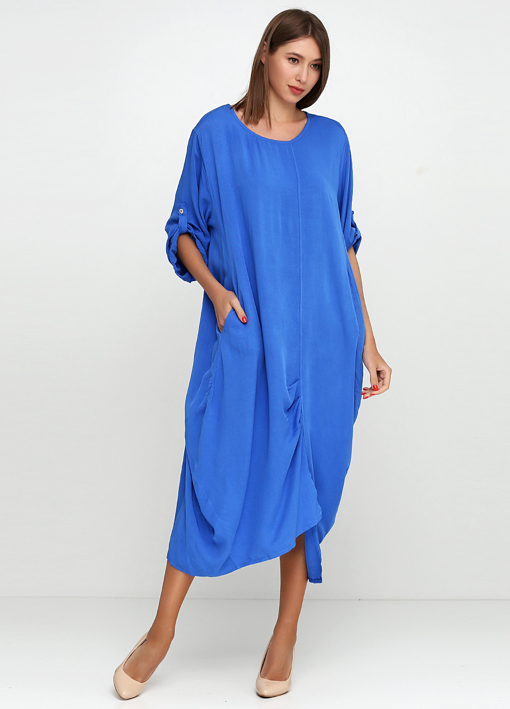 Синее кэжуал платье Lady M однотонное