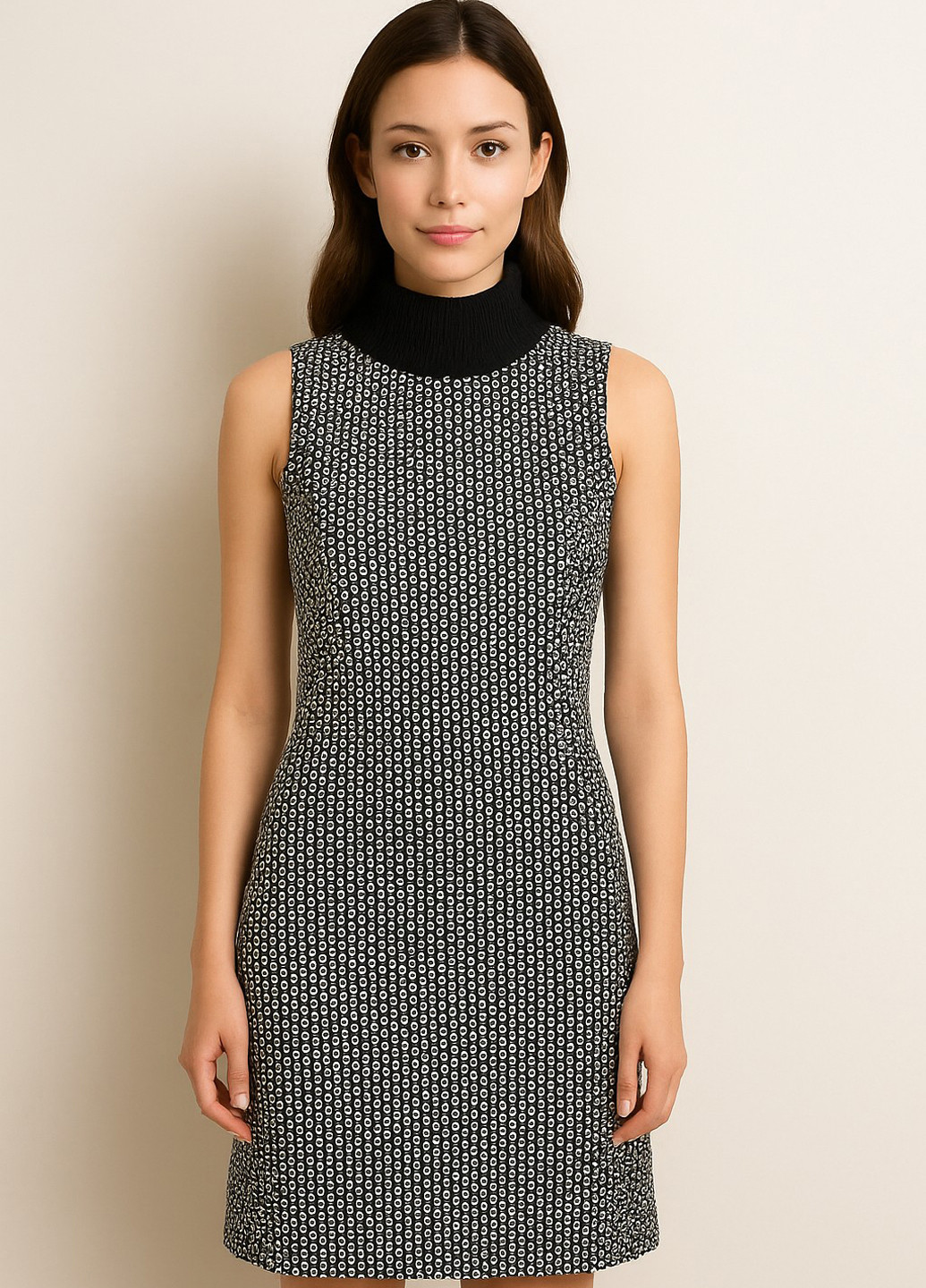 Чорно-білий кежуал сукня футляр Sassofono з абстрактним візерунком