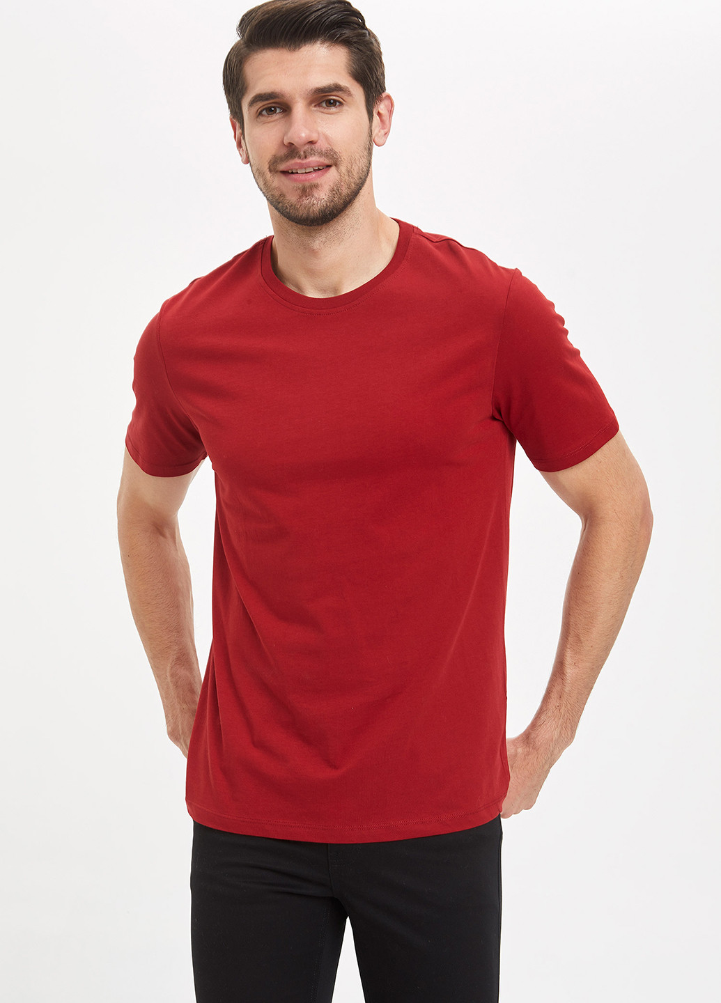 Бордовая летняя футболка DeFacto