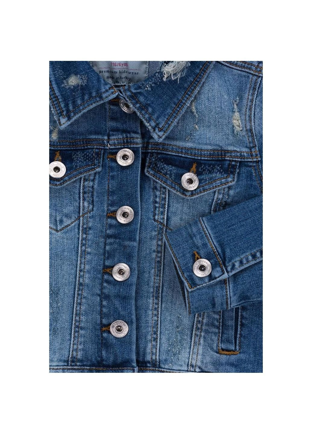 Голубая демисезонная куртка джинсовая укороченная (oz-18801-116g-blue) Breeze