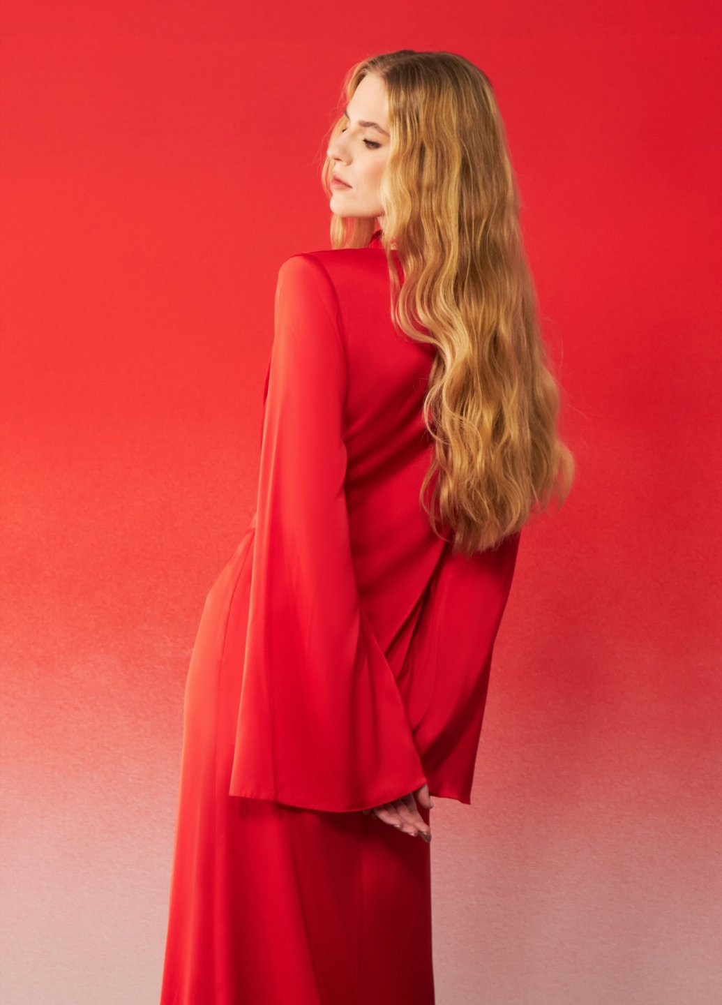 Красное кэжуал платье на запах Gepur однотонное